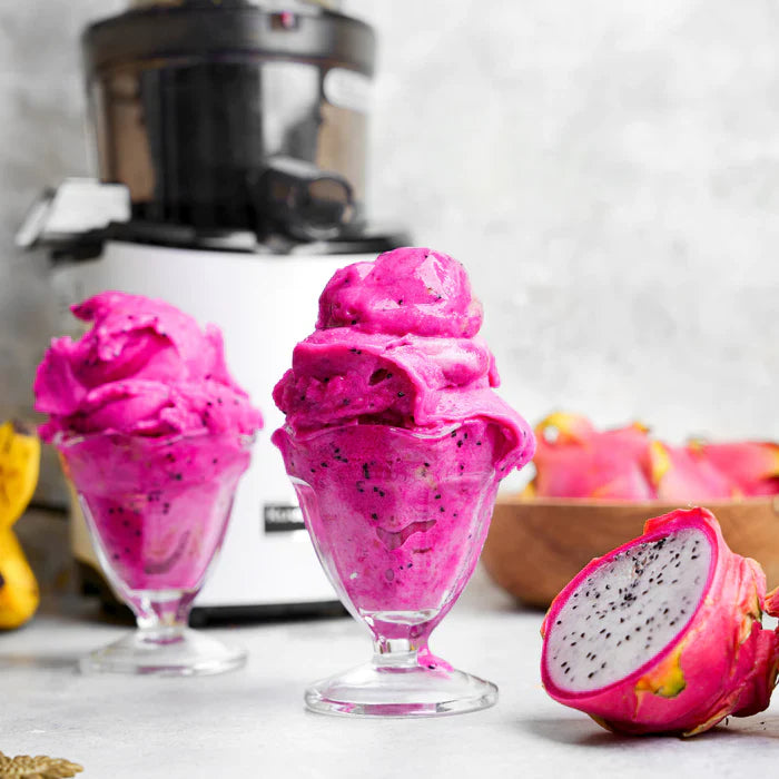 Fruit sorbet in ice cream maker outlet